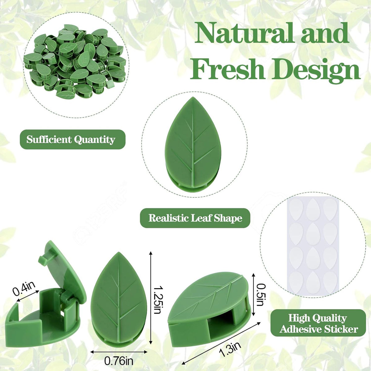 60 Pieces Plant Climbing Wall Fixture Clips with 72 Pieces Acrylic Adhesive Sticker Leaf Fixer Invisible Wall Vines Fixing Clips Hook Plant Vine Traction for Indoor Outdoor Decoration