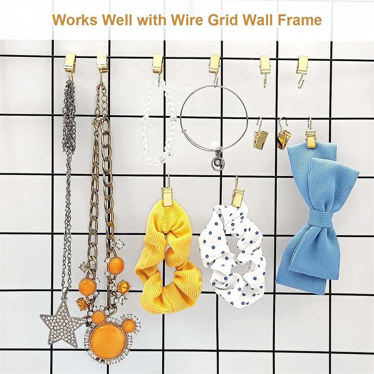 Small Curtain Clips Gold - 100 Pack Stainless Steel Curtain Hooks for Hanging Party String Lights Indoor, Art Crafts, Christmas Wedding Decoration (Light Gold)