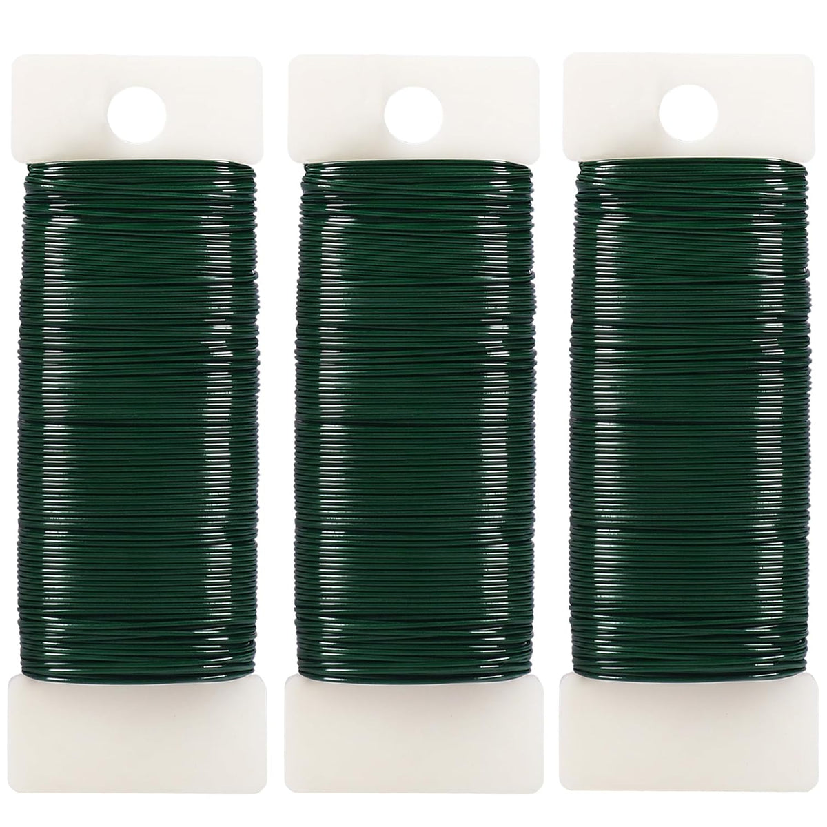 Green Floral Wire, 3 Pack Christmas Wreath Wire, 295 Feet 22 Gauge Florist Ties for Flower Arrangements, Christmas Ornaments, Wreath Making, Gardening, Crafts
