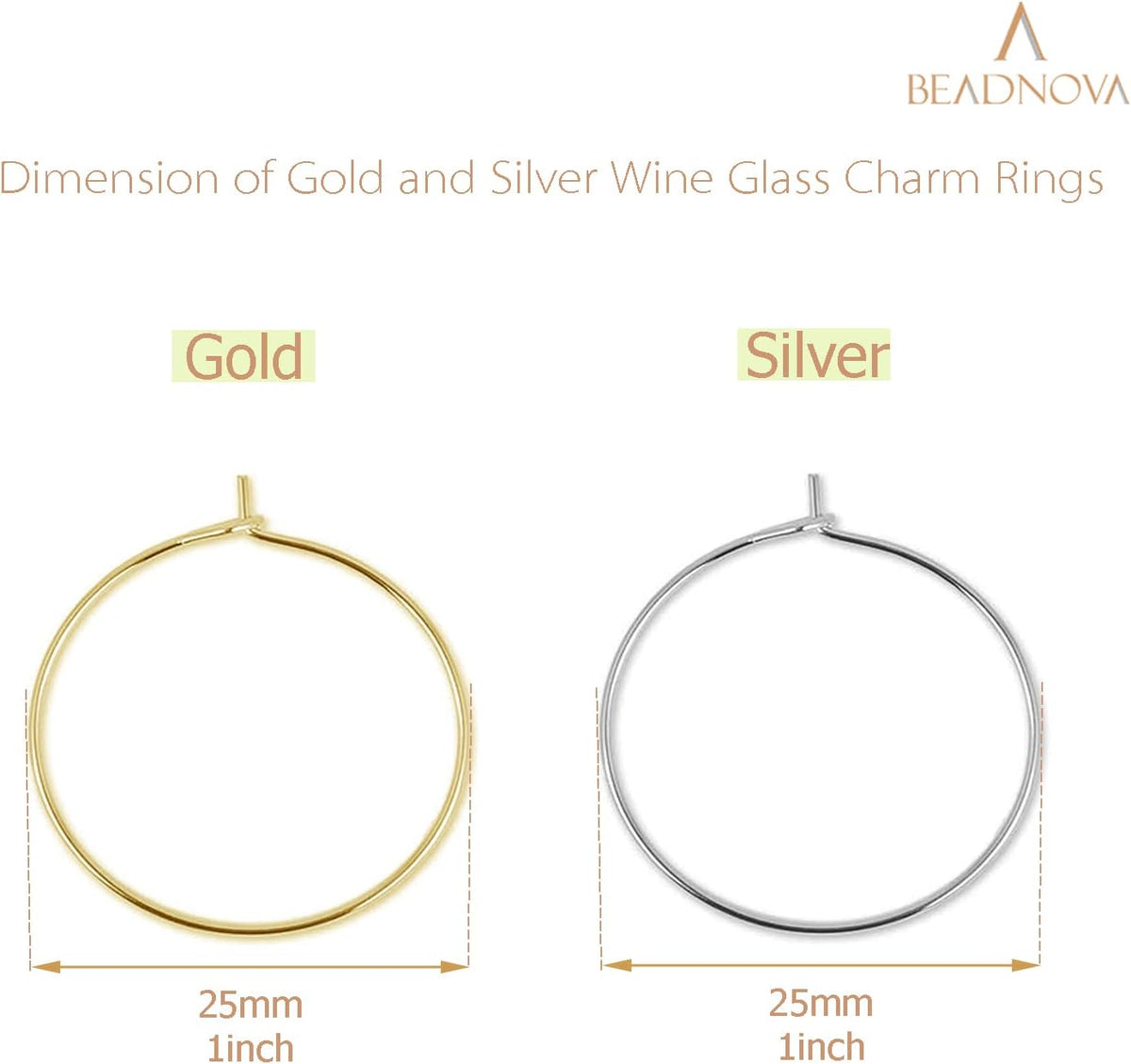 Wine Glass Charm Rings 120pcs Gold and Silver Plated 25mm Beading Charm Rings Wine Glass Marker for Birthday Party Wedding Festival Favor
