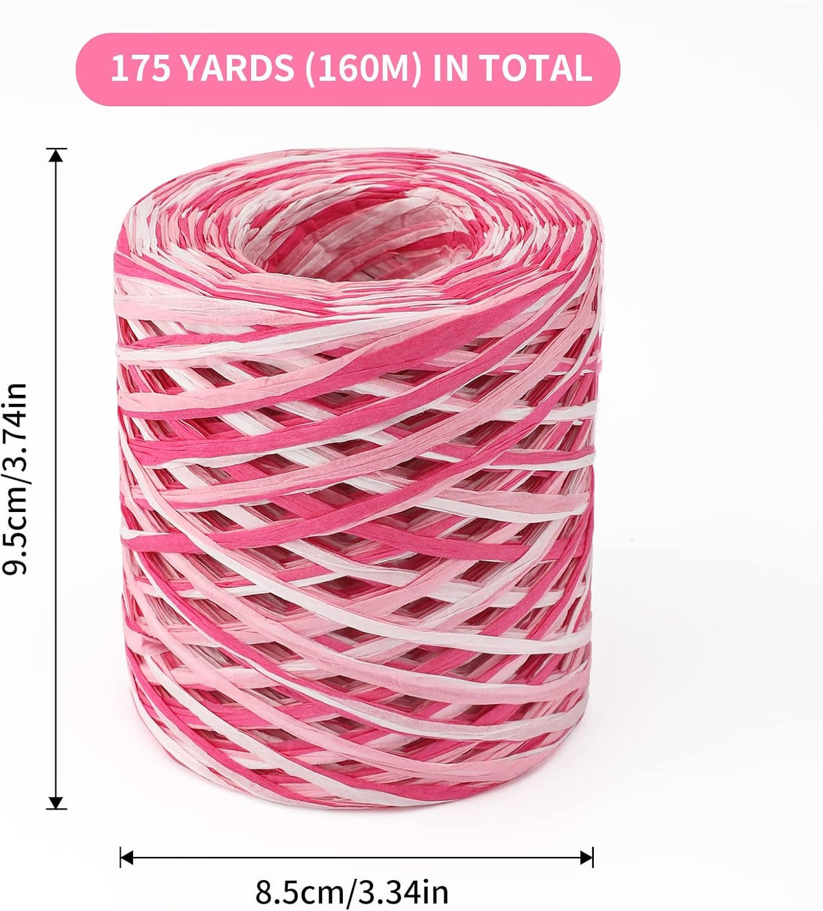 Valentine's Day Raffia Ribbon, 524 Feet Pink Paper Gift Ribbon for Gift Wrapping, Decorating, Crafts, DIY Projects, Festivals, Parties