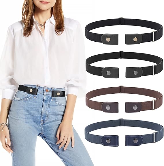 2 Pairs Elastic Belts Adjustable Unisex Waist Belts for Men and Women