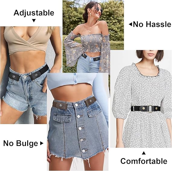 2 Pairs Elastic Belts Adjustable Unisex Waist Belts for Men and Women