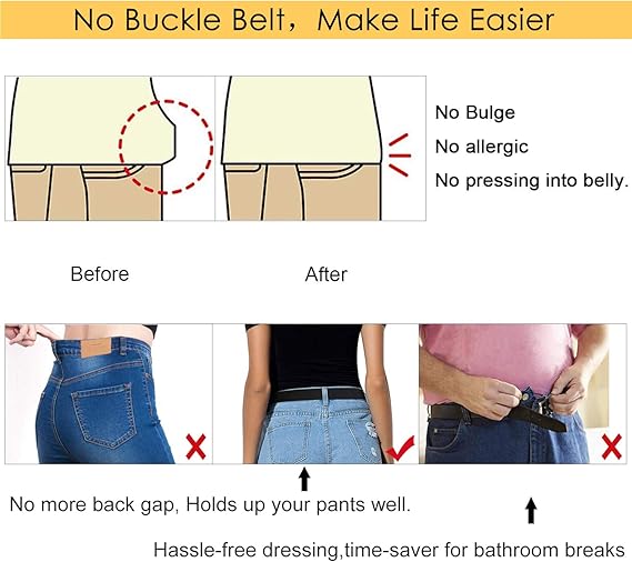 2 Pairs Elastic Belts Adjustable Unisex Waist Belts for Men and Women
