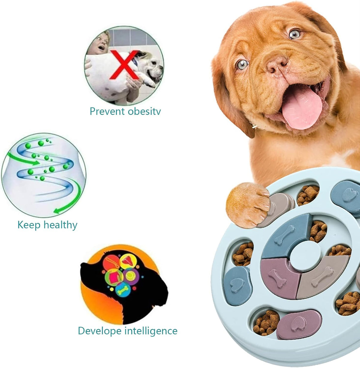 Dog Twister Puzzle Toy - Interactive Intelligence Game for Dogs - Blue