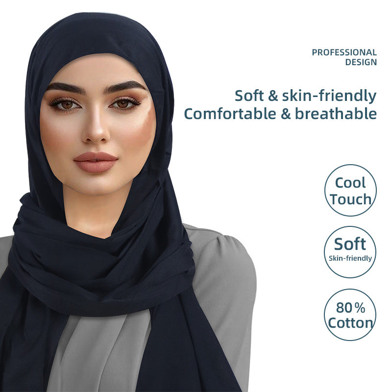 Women's Cotton Headscarf - Grey Turban Hat - Soft Breathable Head Cover - 1 Piece
