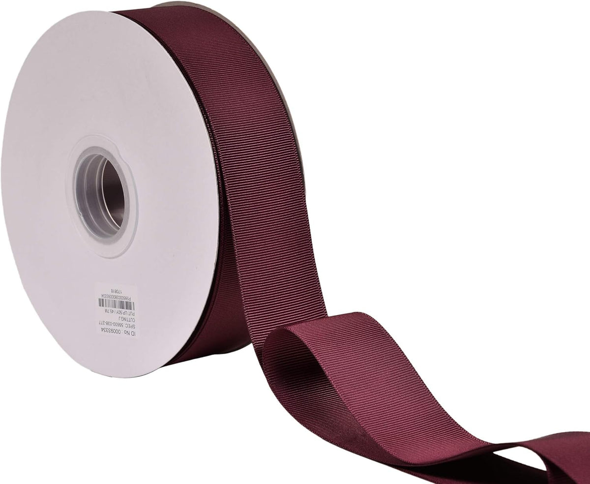 Burgundy Grosgrain Ribbon, 1 1/2 Inch 50 Yards, Great for Crafts Bows Flower Bouquet Wedding Home Decor Gift Wrapping