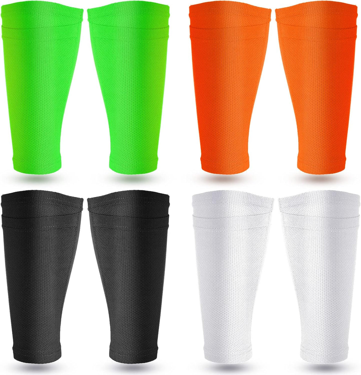 Soccer Shin Guards Sleeves 4 Pairs Flexible Soccer Shin Guard Leg Performance Support Polyester Soccer Shin Guard Sleeve Holder with Pocket for Soccer Sport