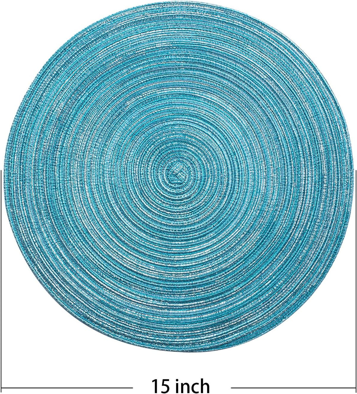 Round Braided Placemats Set of 6 Round Table Mats for Dining Tables Natural Woven Heat Resistant Place mats 15 Inch (Blue Silver)