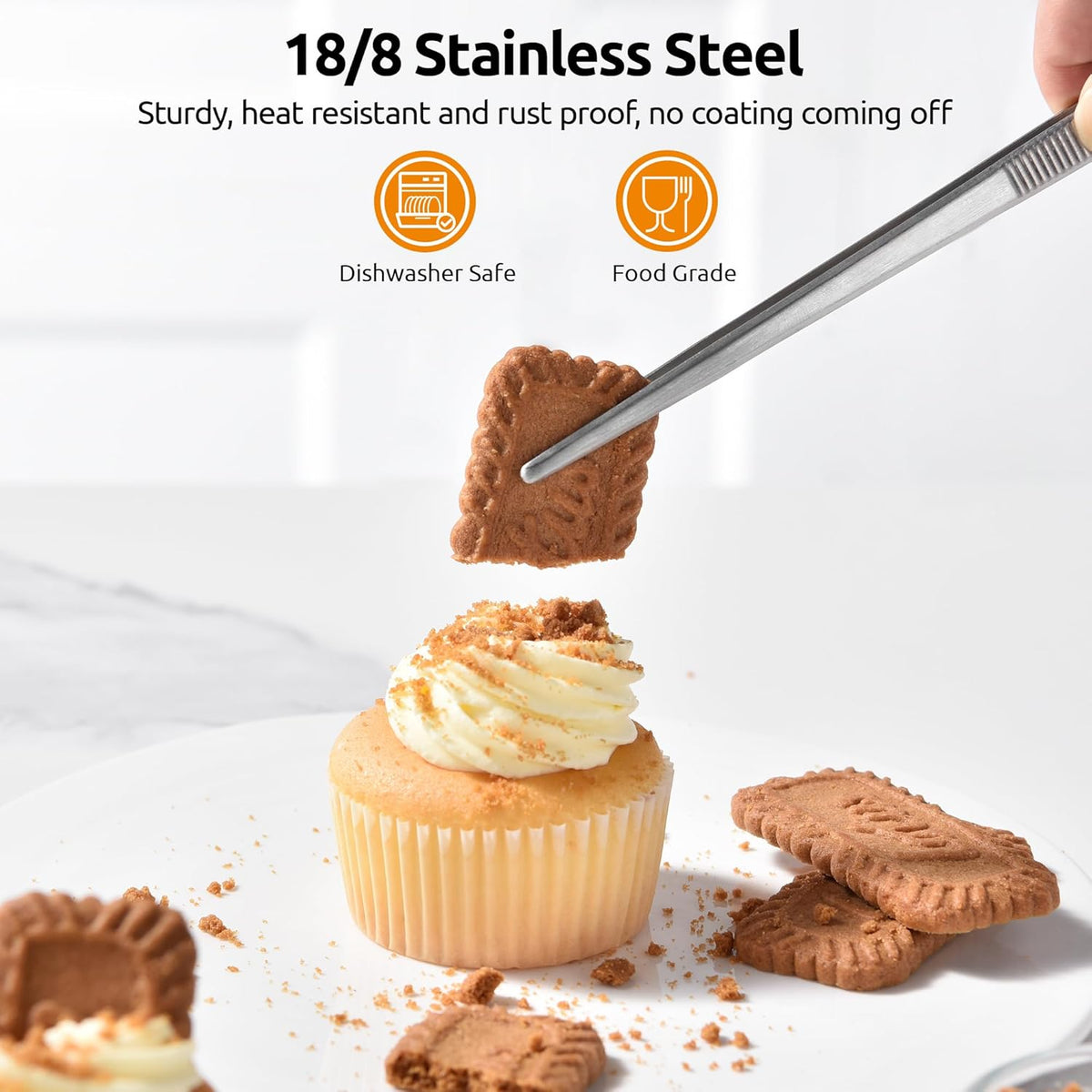 600ºF Heat Resistant 7/9/12 inches Silicone Cooking Tongs with Non Stick Rubber Tips (Aqua Sky) and 8"+10"+12" Kitchen Tweezer Set:18/8 Stainless Steel Food-Grade Metal Food Tong (Pointed Tip)