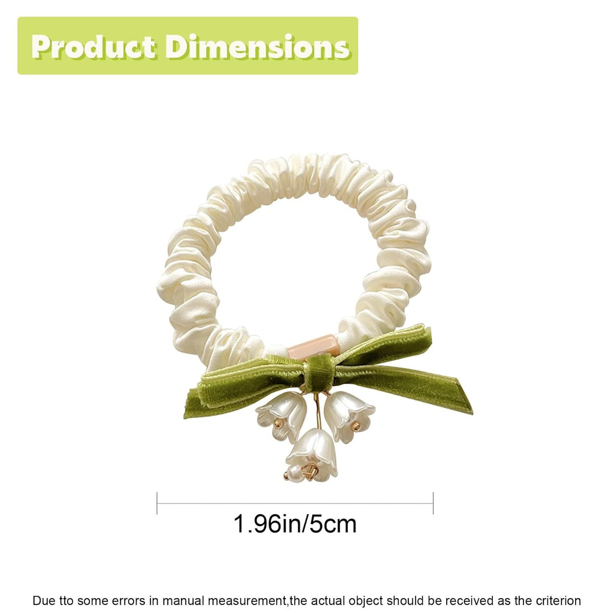 Elegant Lily of the Valley Floral Hair Ties - 2 Pack Flower Hair Bands - Elastic Ponytail Holders Hair Tie No Damage Hair Accessories for Woman Girls Kids Gifts