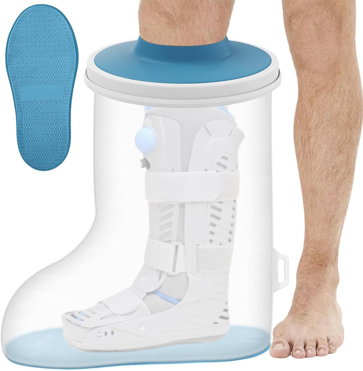 Waterproof Extra Wide Cast Covers for Shower Leg, Extra Large Foot Cast Protector with Non-Slip Bottom, Reable Leg Cast Cover for Pl Size Adults Large Casts Surgery Shower Boots