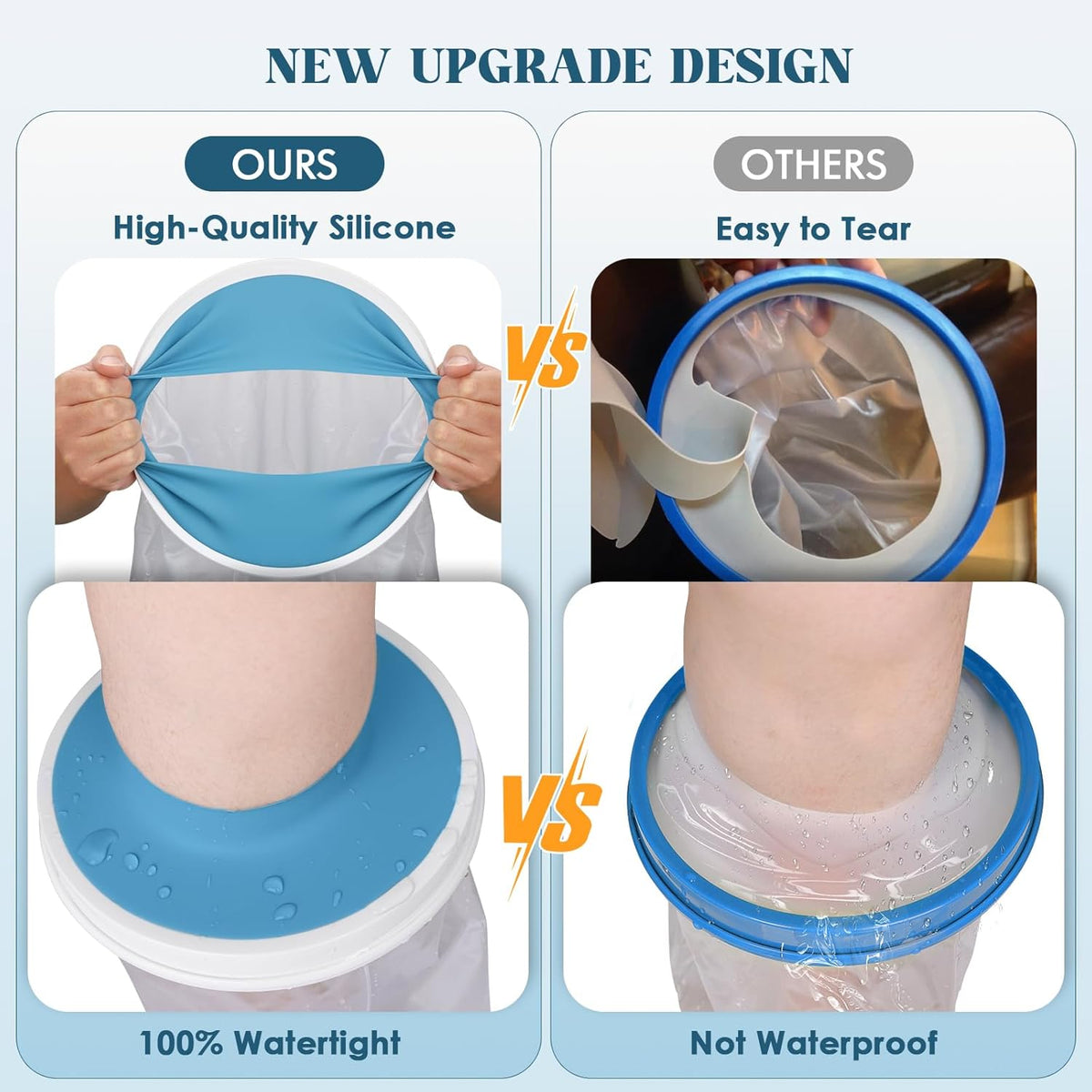 Waterproof Extra Wide Cast Covers for Shower Leg, Extra Large Foot Cast Protector with Non-Slip Bottom, Reable Leg Cast Cover for Pl Size Adults Large Casts Surgery Shower Boots