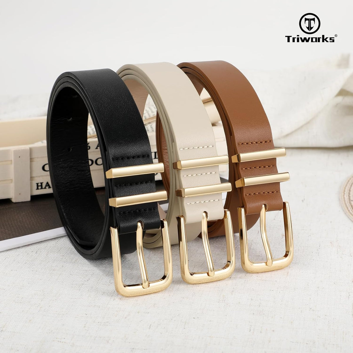 3 Pack Women Belts For Jeans Pants Dresses Ladies Leather Waist Belts
