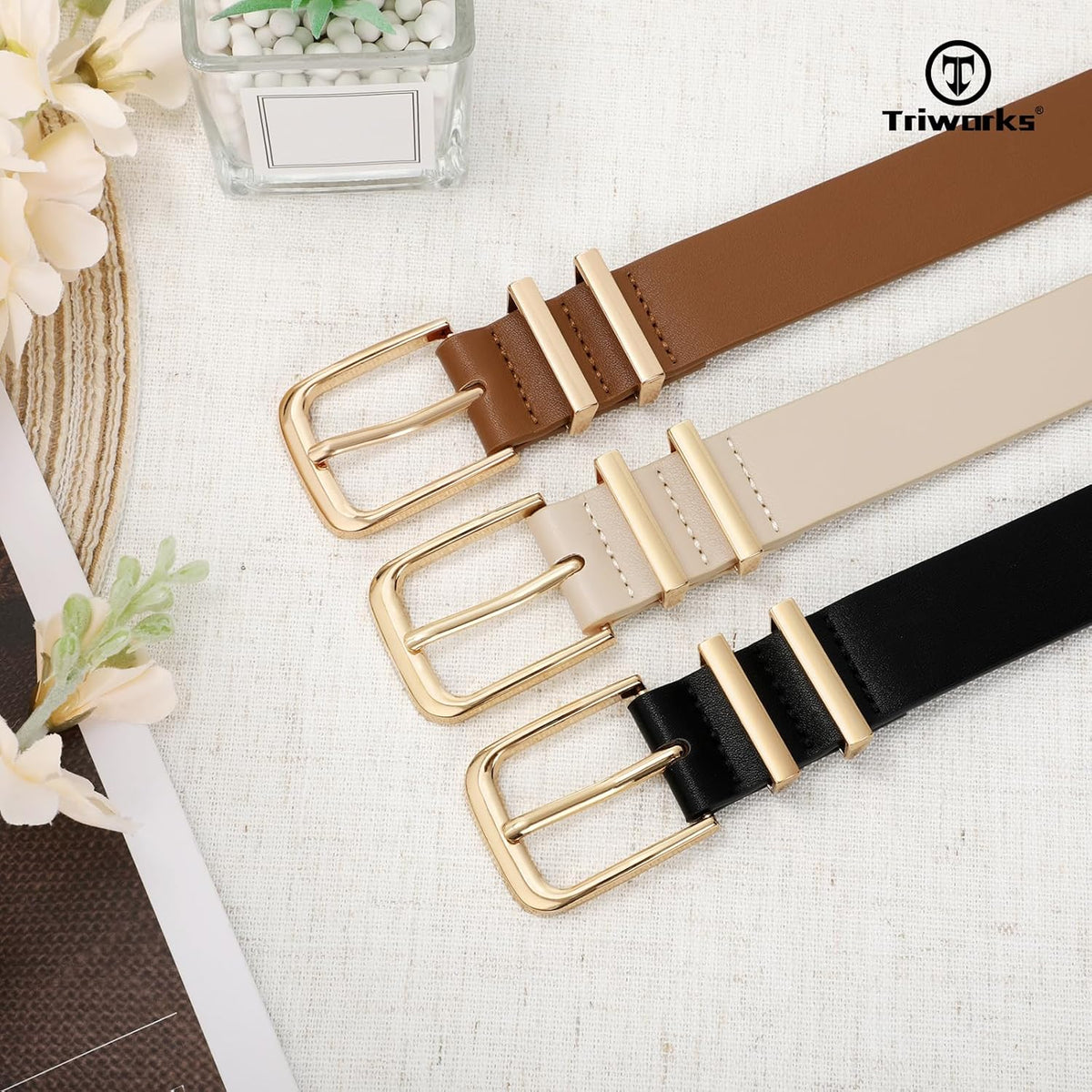 3 Pack Women Belts For Jeans Pants Dresses Ladies Leather Waist Belts