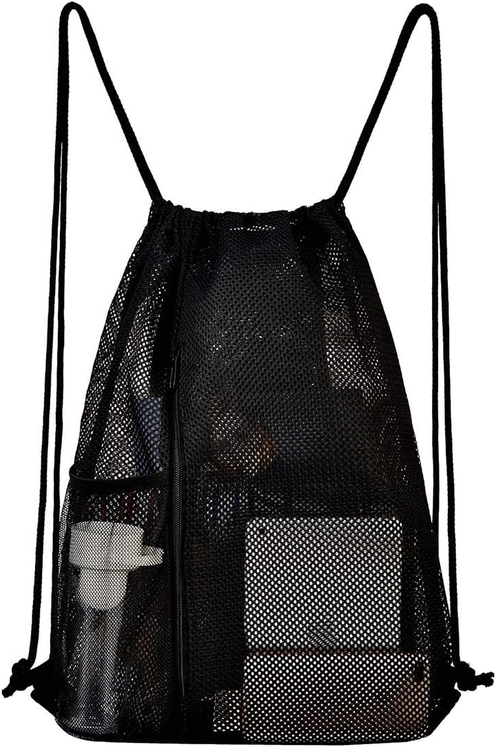 Heavy Duty Mesh Drawstring bag for Soccer Ball,Beach Toys -Drawstring Backpack Sports Gym Bag