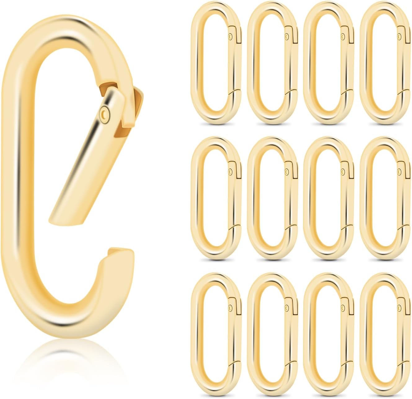 6pcs Gold Carabiner Clips + 10pcs Gold Spring Keychain Clips for Key Chain Purse Starp Dog Tag