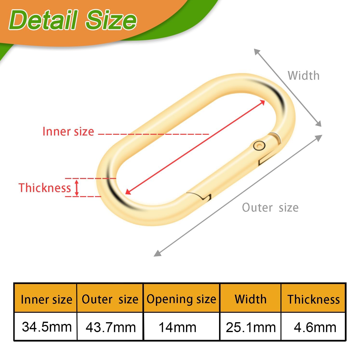 6pcs Gold Carabiner Clips + 10pcs Gold Spring Keychain Clips for Key Chain Purse Starp Dog Tag