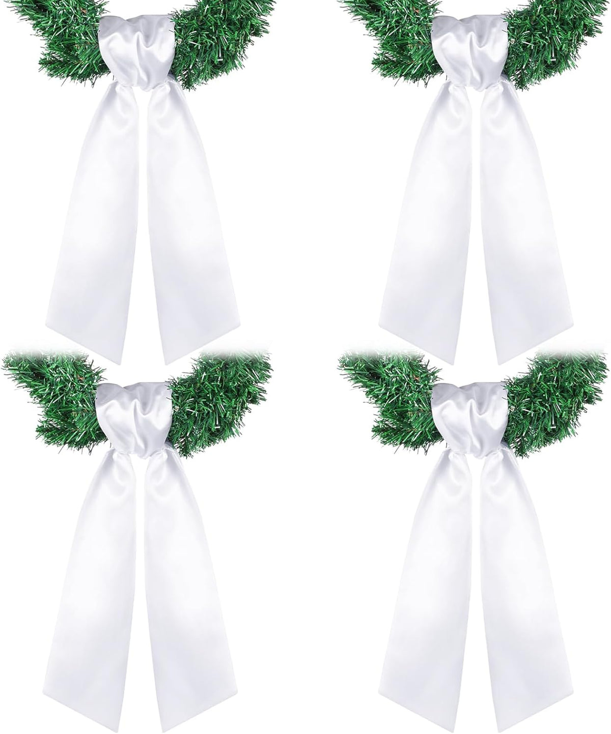 4 Pcs Wreath Sash for Front Door Blank Wreath Sash Accessories Embroidery Plain Blanks for Embroidery Monogram Party Farmhouse Indoor Outdoor Wedding Decor (4.49" X 56.30",White)