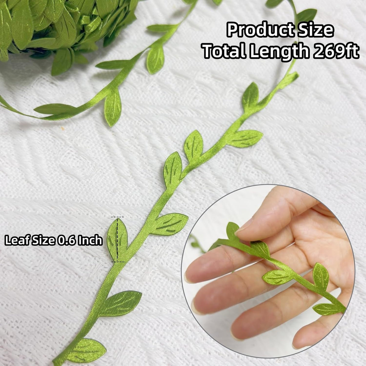 269ft Leaf Ribbon, Artificial Vines Leaf String Trim Ribbon - for Baby Shower, Jungle Wild Botanical Greenery, Spring Wedding & Home Party Decorations, Balloon Garland, Wreaths & DIY Craft