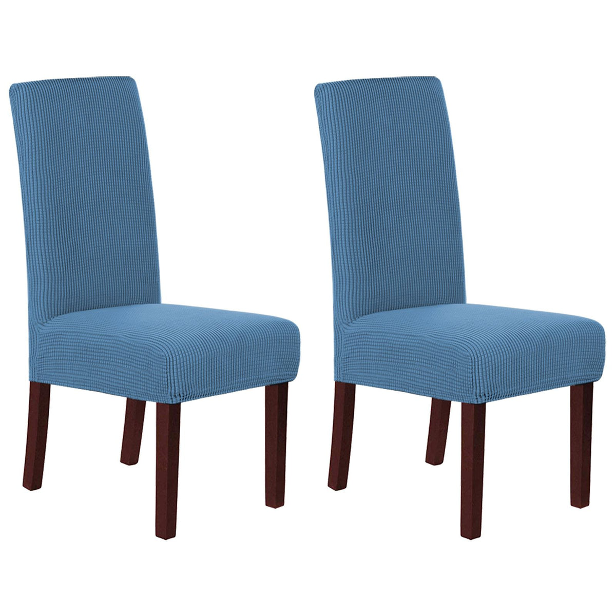 Stretch Full Cover Chair Cover 6-Pack - Waterproof Anti-Slip Elastic Seat Protector for Dining Room Hotel - Thick Warm Waffle Texture - Dusty Blue (6-Pack)