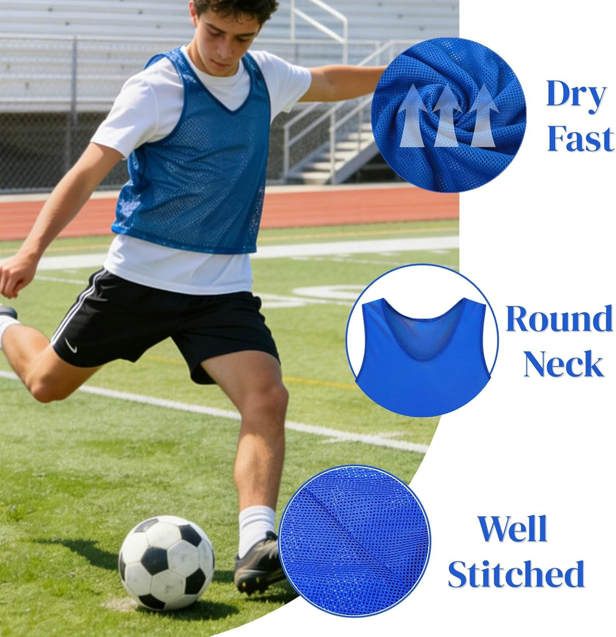 18 Pack Pinnies for Adults, Quick Dry Basketball Practice Jersey, Breathable Mesh Scrimmage Vest Youth Soccer Football Volleyball, 3 Colors