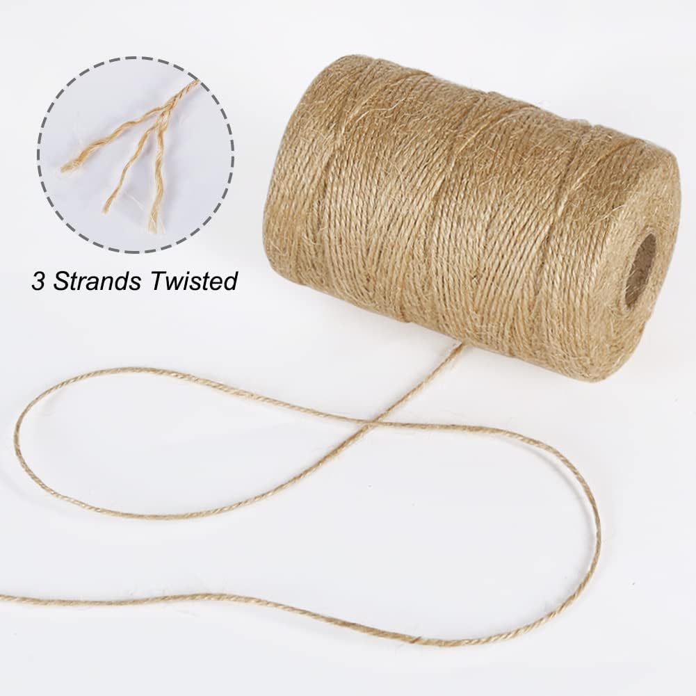 Petluno 1.82mm Jute Twine String, 500 Feet 152M Natural Garden String for Gift Wrapping, Floristry, Gardening and DIY Crafts Decoration (Brown) Brown