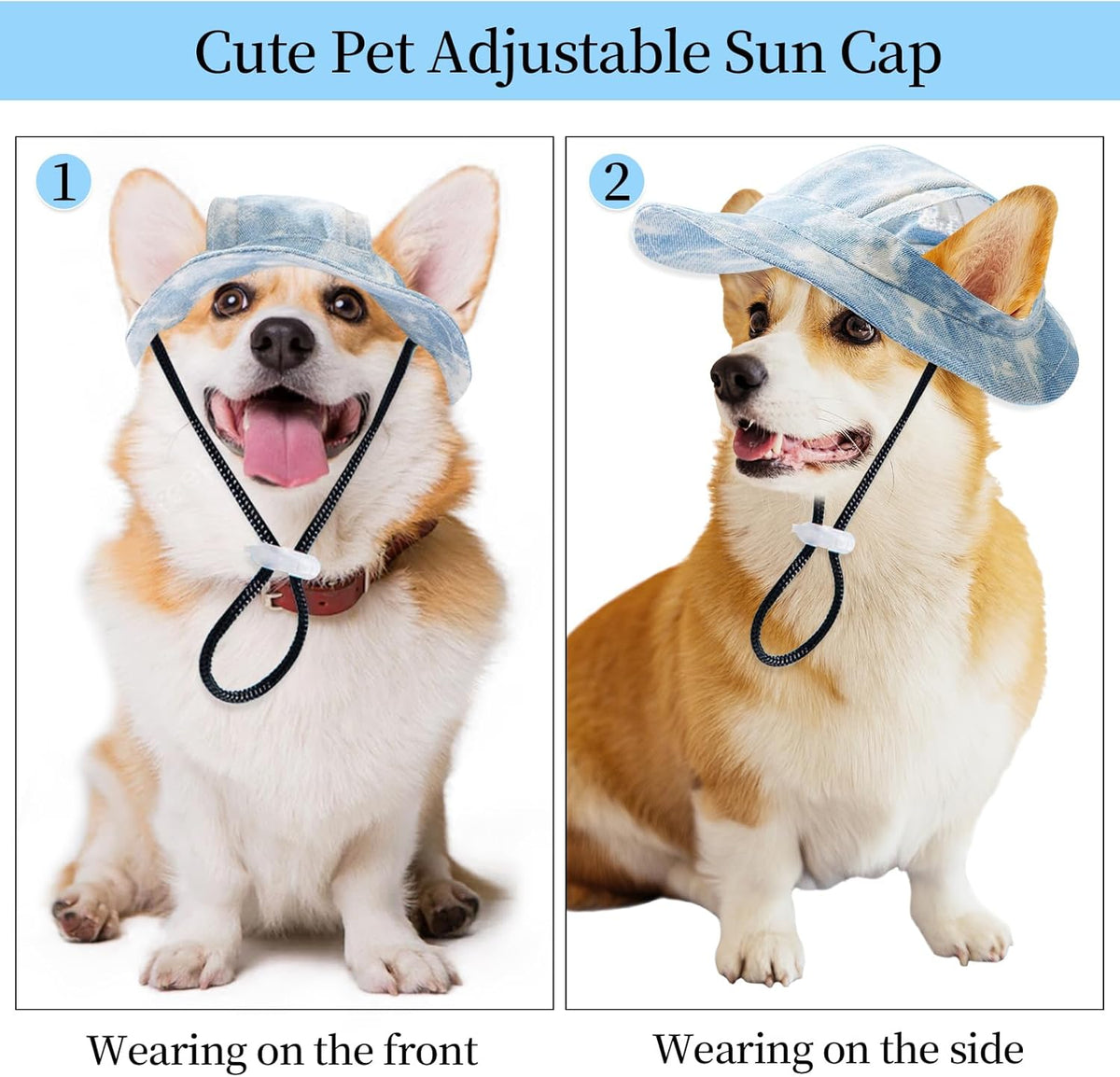 Baseball Cap for Dogs - Visor Sun Protection Hat With Ear Holes, Adjustable Outdoor Sport Hat With Round Brim for Puppy, Small Medium Dogs, Cats (Large)