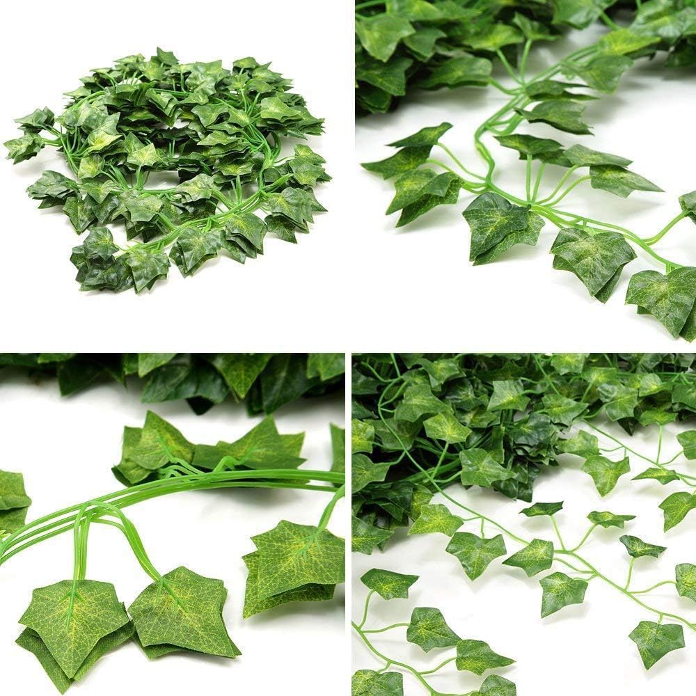 48 Pack Fake Vines for Room Decor Artificial Ivy Garland with Clip Green Flowers Hanging Plants Faux Greenery Leaves Bedroom Aesthetic Decor for Home Garden Wall Wedding
