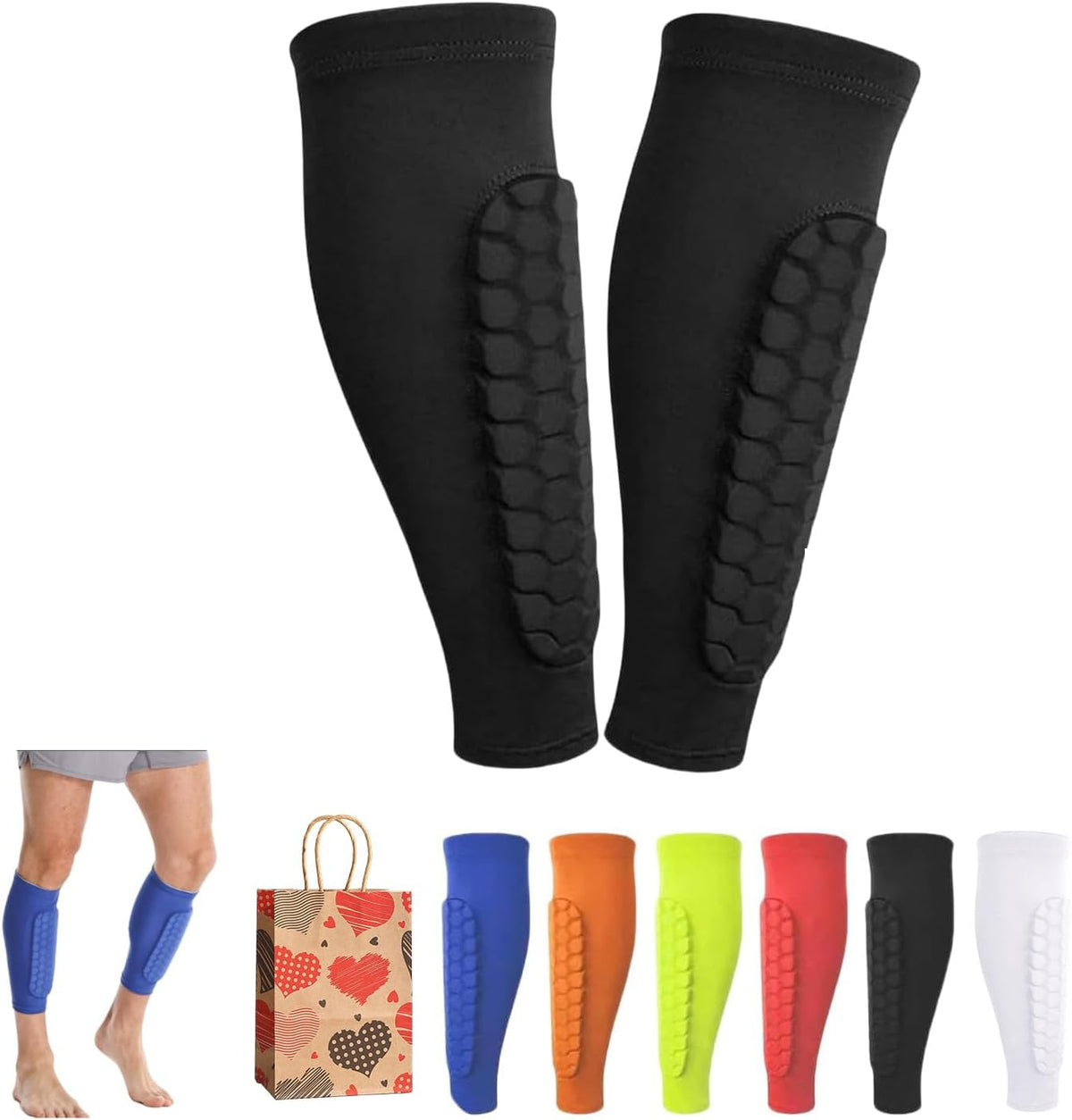 Shin Guards for Soccer, Lightweight Shin Pads for Kids Youth & Adult - Football Shin Defender Protective Gear, Comfortable Breathable Leg Guards