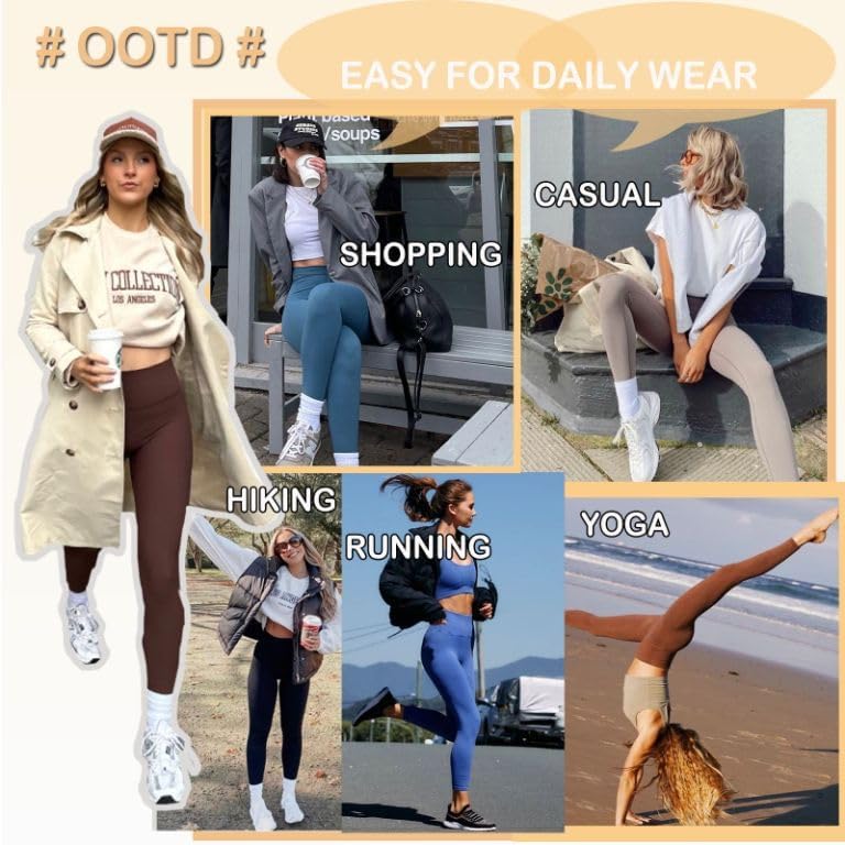 Leggings for Women - High Waisted Tummy Control Butt Lifting Soft No See Through Workout Yoga Pants Running Tights