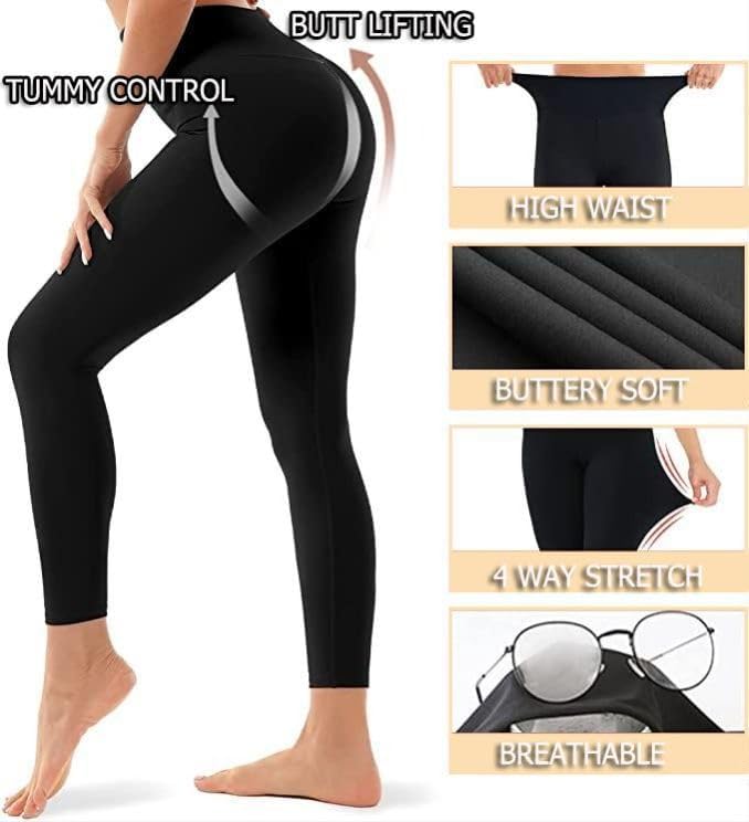 Leggings for Women - High Waisted Tummy Control Butt Lifting Soft No See Through Workout Yoga Pants Running Tights
