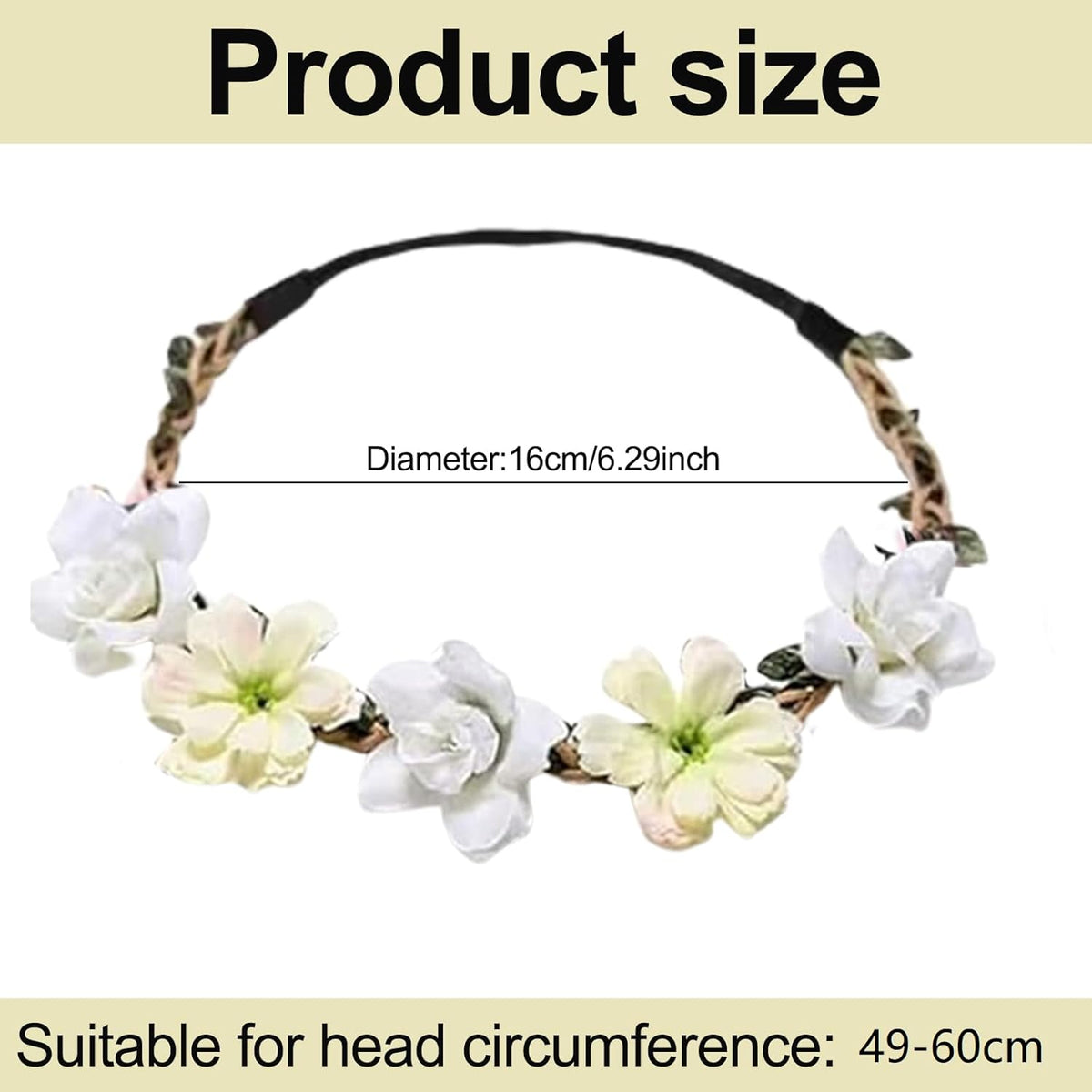 6 Pcs Flower Wreath Headbands, Colorful Flower Crown Hairbands for Women Girls Bride Bridesmaids, Adjustable Floral Wreath Headpiece with Elastic Ribbon for Wedding, Bachelorette Party Beach Festival Birthday Holiday Photography