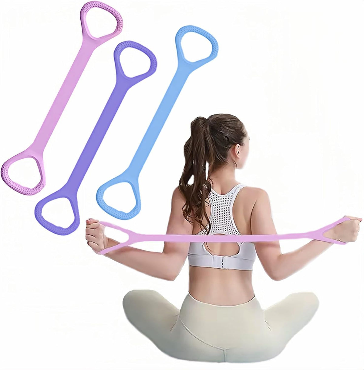 Figure 8 Fitness Resistance Band, Elastic Bands for Working Out,Arm,Back Training Elastic Ropes, Exercise Equipment for Yoga, Pilates,Physical Therapy,Stretching(3 Pack)
