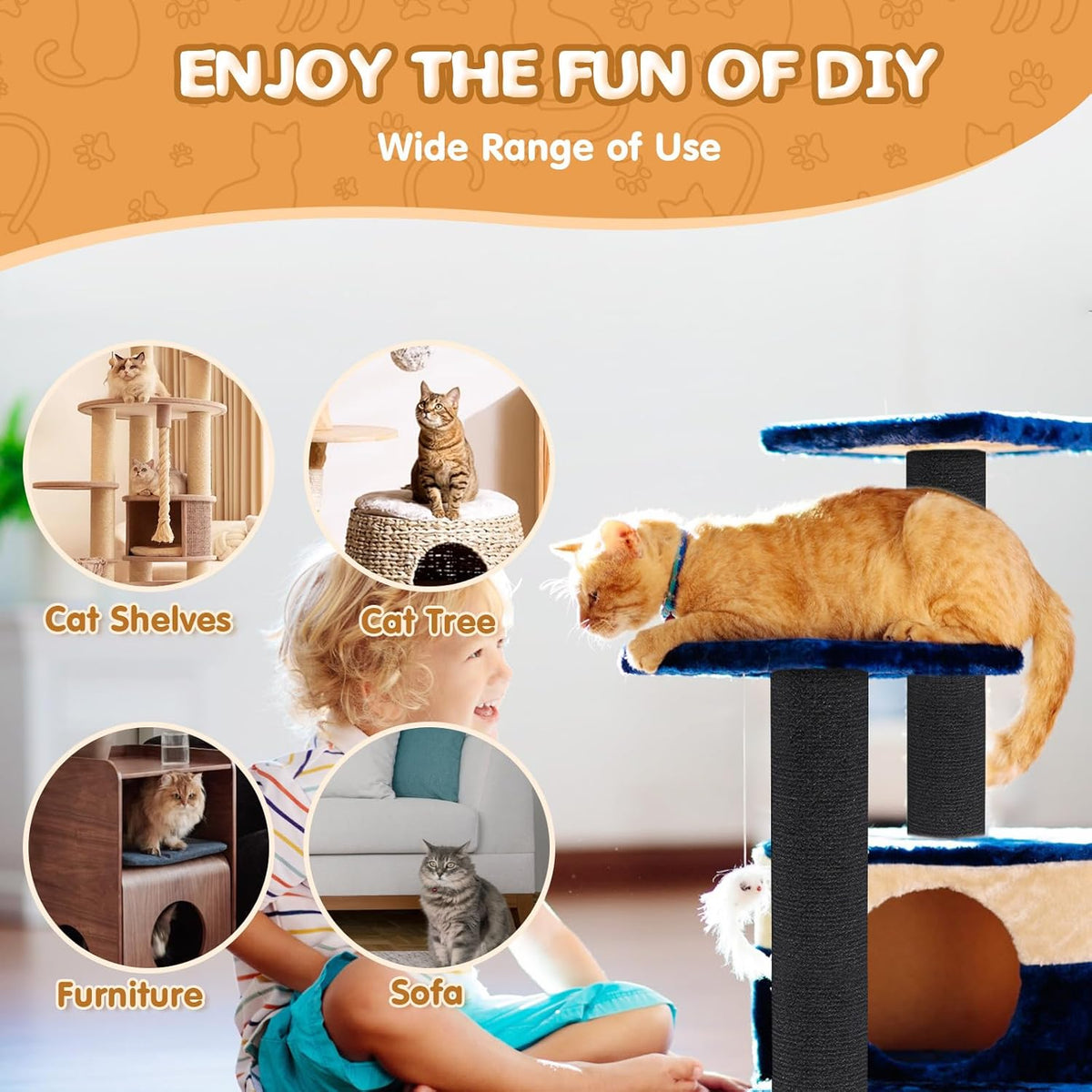 78.7"x15.8" Cat Scratching Mat - Trimmable Self Adhesive DIY Climbing Cat Scratcher Pad Replacement for Cat Tree Shelves and Post Cat Scratch Furniture (Light Grey)