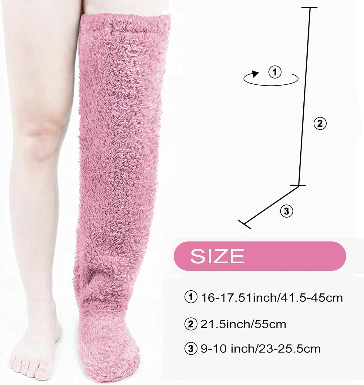 Over Knee High Fuzzy Socks Plush Slipper Stockings Furry Long Leg Warmers Winter Air-Conditioned Home Sleeping Socks