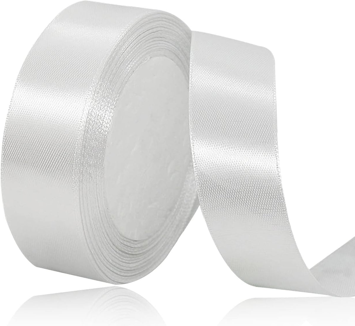 White Satin Ribbon 1 Inch, 25 Yards Solid Color Fabric Ribbons for Gift Wrapping, Crafting, Bows Making, Sewing Projects, Christmas Tree and Wedding Party Decoration