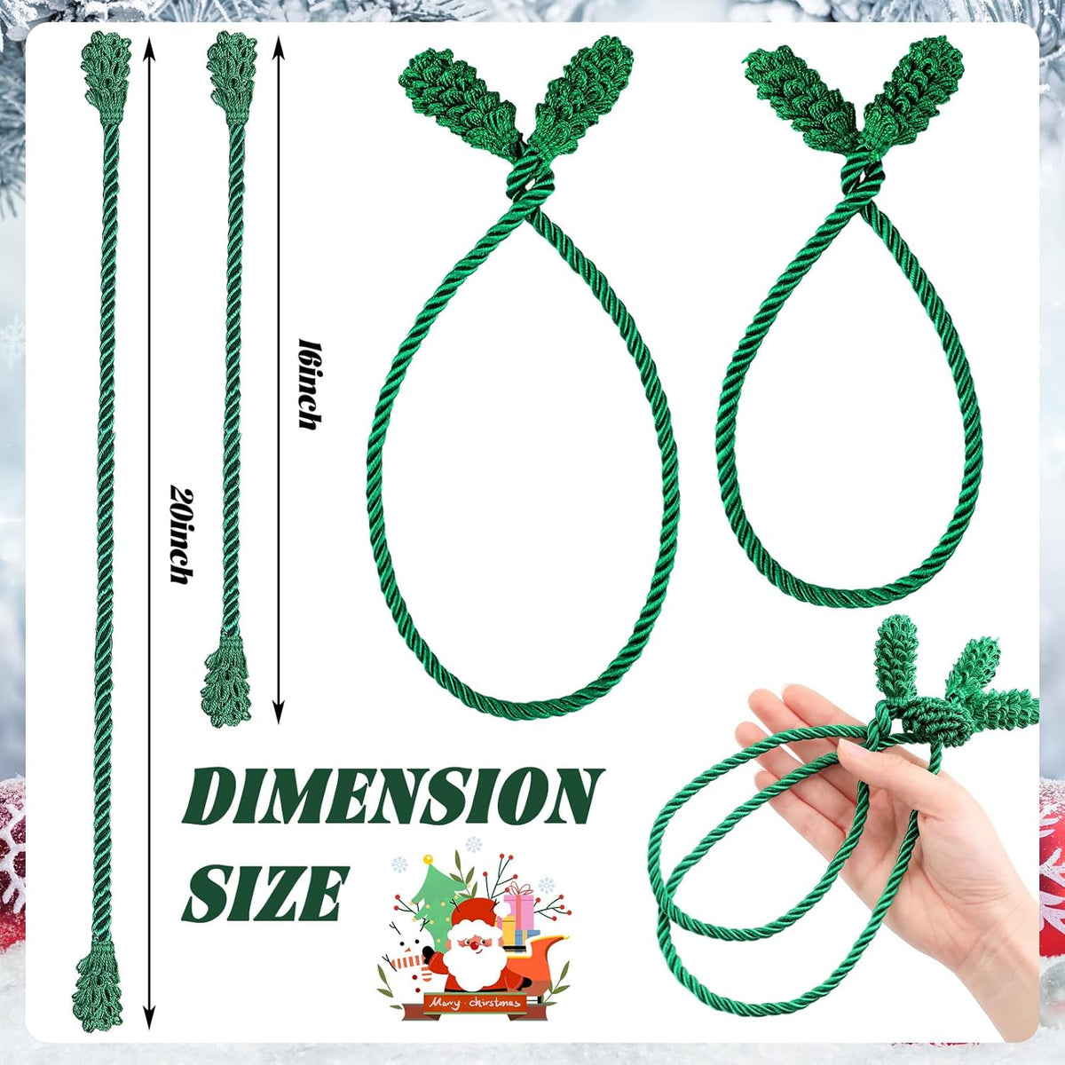20 Pcs Christmas Inches and 16 Set Decorative Garland Twist Ties Decor for Xmas Holiday Lights Bannisters Stairways Railings (Green) Green -