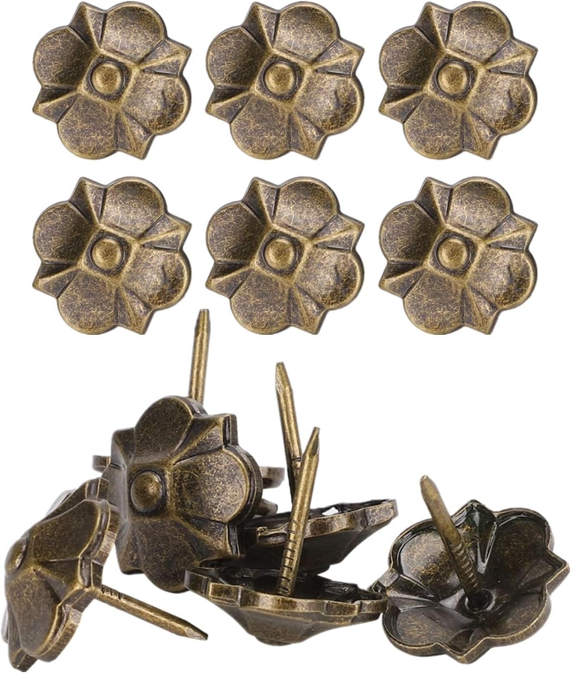 Upholstery Tacks 20PCS, 20mm Furniture Nails Flower Design Decorative Tack Vintage French Push Pin for