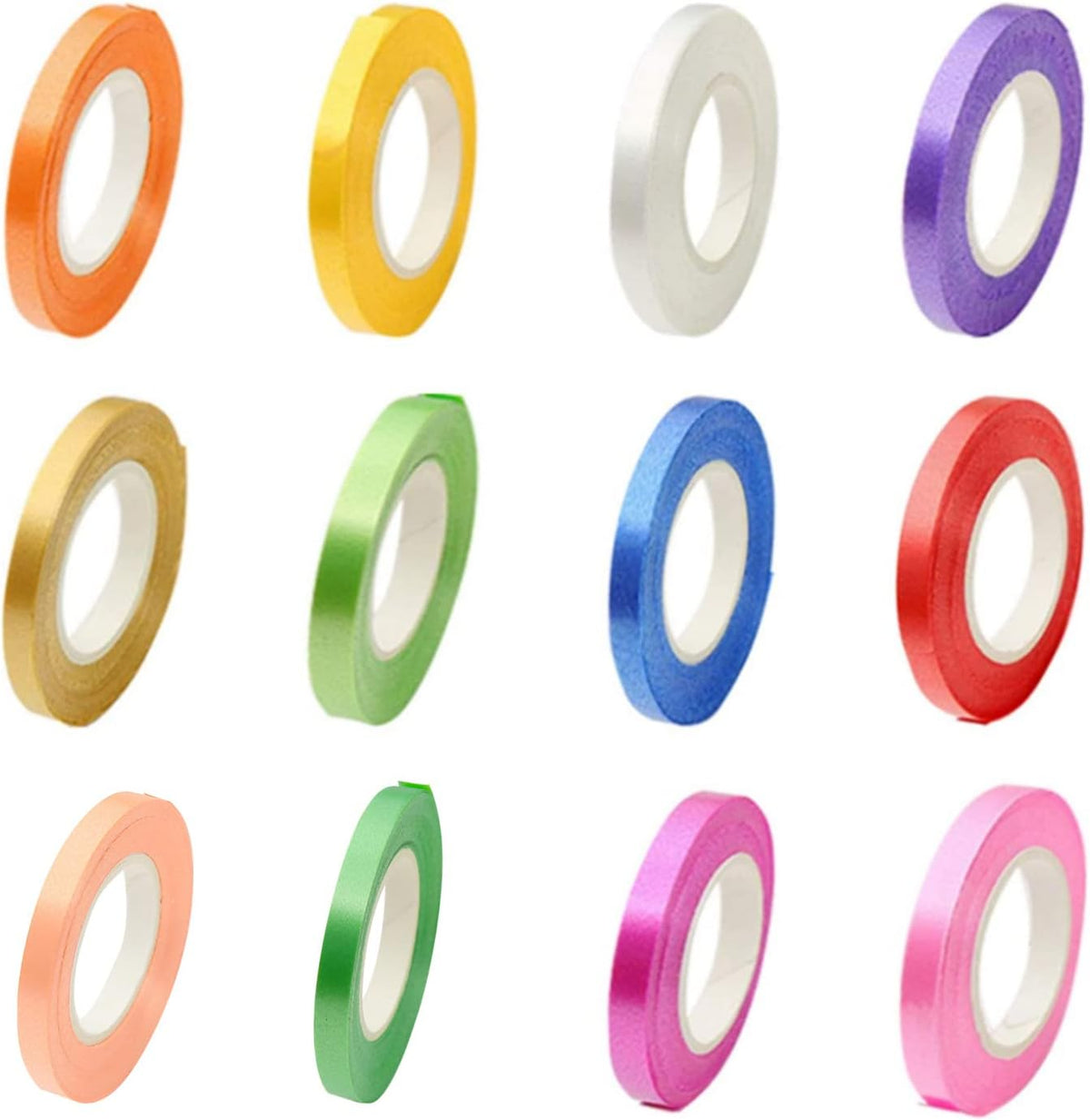 Set of 5 mm wide curly ribbon, 12 rolls of balloon curly ribbon, 12 colours curly balloon string, wrapping paper, ribbon, string, party ribbon, wedding, DIY, holiday crafts (10 m/roll)