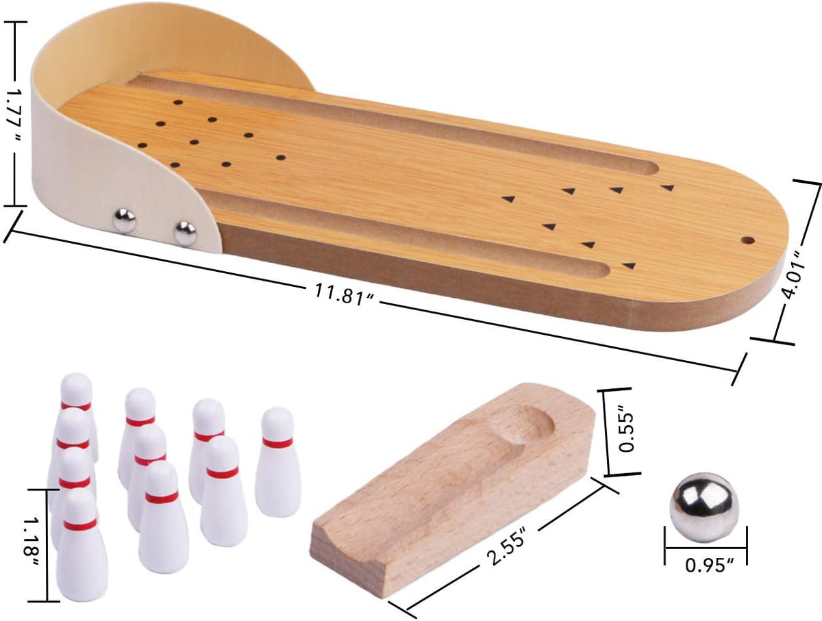 Mini Bowling Game Set for the Office - Mini Arcade Game for the Office - Mini Bowling Alley - Stress-Relief Gadget for the Office - Finger Toy - Fun and Quirky Gift - Suitable for All Ages