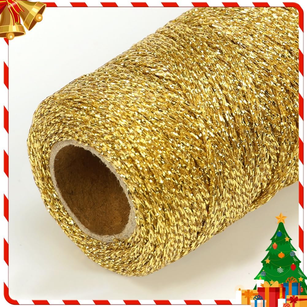 Henneptouw - Golden henneptouw - 100m gold Christmas ribbon - For gift wrapping - Christmas decoration - Party decoration - DIY - Sewing supplies