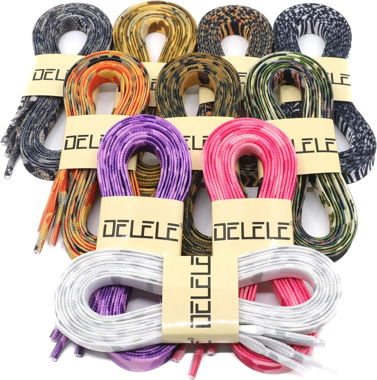 Animal Print lat Shoelaces: Colored Pattern Sneakers Shoe Laces 2 Pair