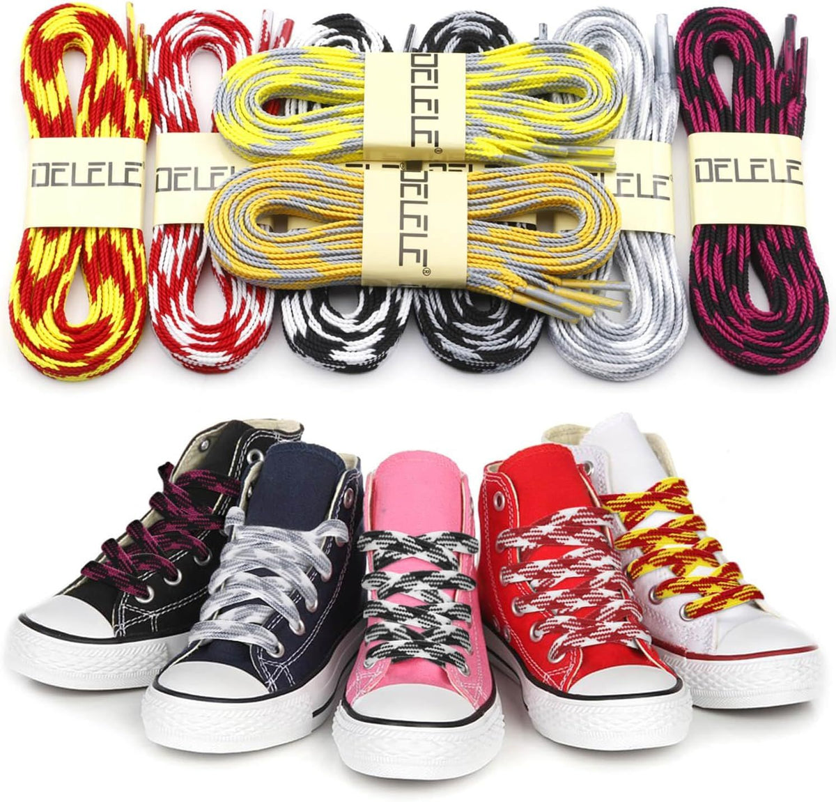 lat Colored Shoelaces or Sneakers: Thin Argyle Shoe Laces 2 Pair