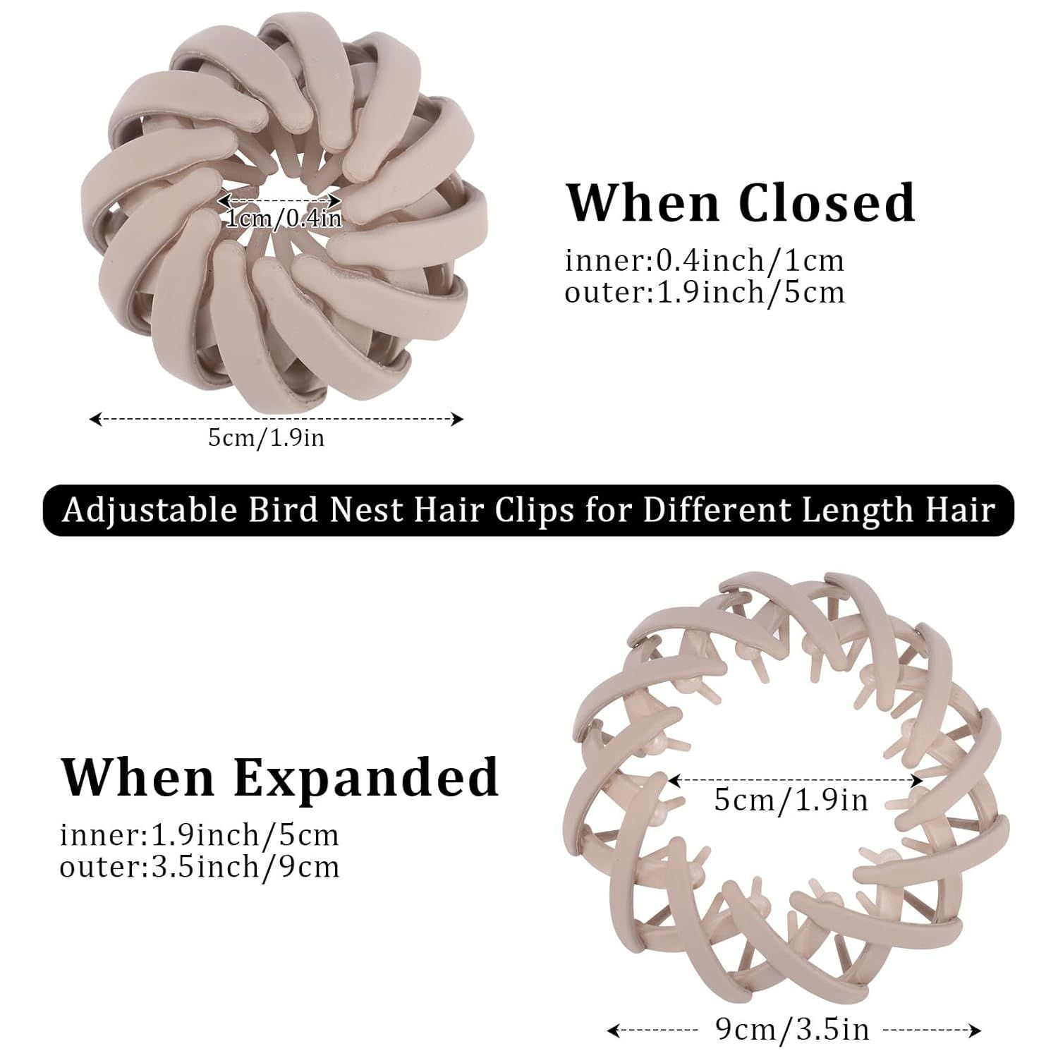 6Pcs Bird Nest Magic Hair Clips Hair Nest or Bun Strong Ponytail Holders Hair Accessories or Women Girls (Neutral, Small)