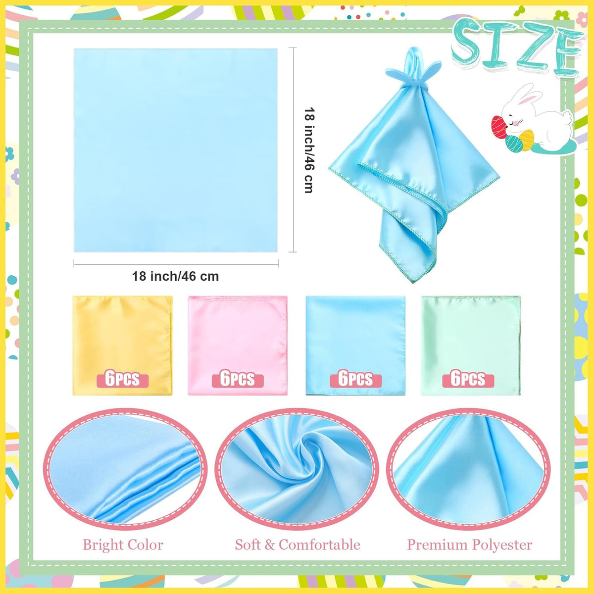 24 Pcs Easter Cloth Napkins Washable Reusable Polyester Fabric Autumn Orange Napkins Cloth for Easter Fall Wedding Table Decorations Dinner Party Cocktail(Cute Colors,18 x 18 Inch)