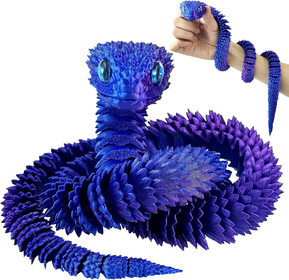 30 Inch 3D Printed Animals Snake, Surprise Mystery Fidget Anaconda Toy, Fake Python Statue with Realistic Eyes,3-D Print Articulated Viper Cobra Collectible for Home Office (LSZ)