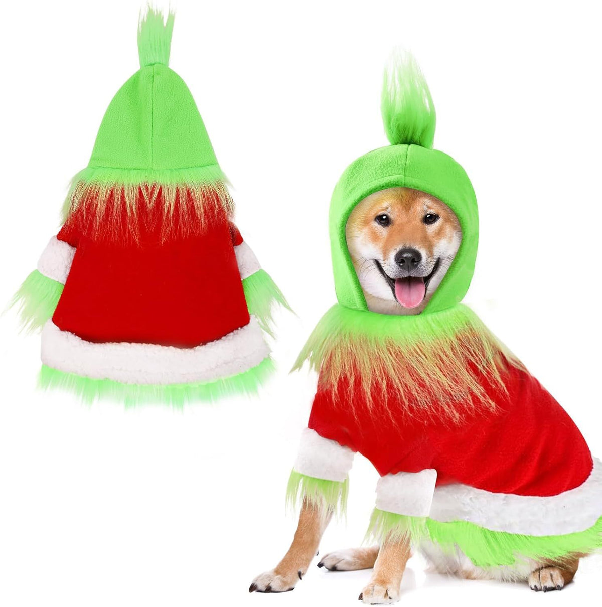 Dog Christmas Outfit,Christmas Pet Clothes Green Classic Dog Hoodie Shirt Cosplay Apparel Christmas Party Cosplay Costume Pet Supplies Accessories for Small Dogs and Cats