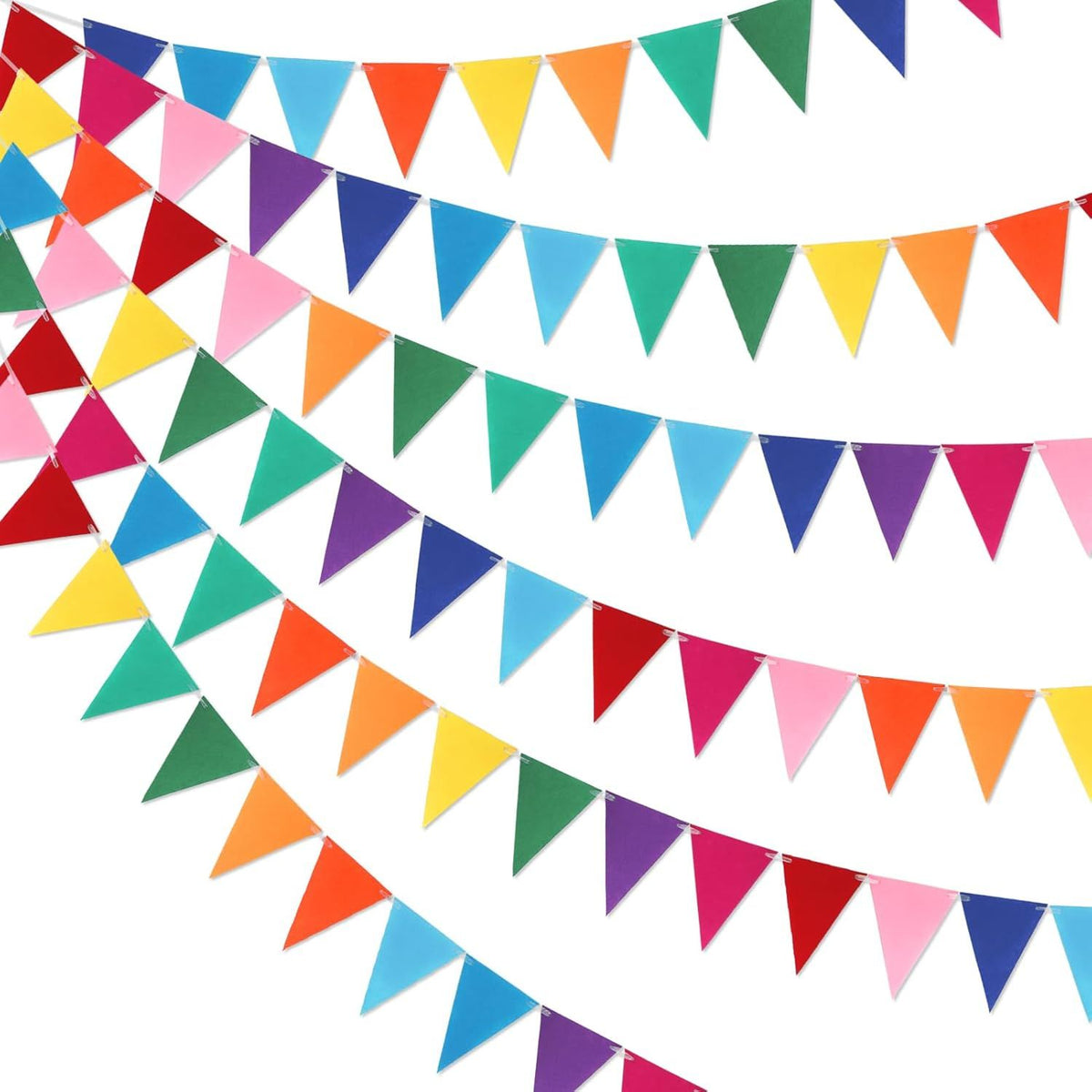 Pennant Banner Flags - 6-Pack Pre-Strung Rainbow Party Garland | Felt Triangle Bunting for Birthdays, Baby Showers, Weddings, Pride, Carnival and Festival Decorations