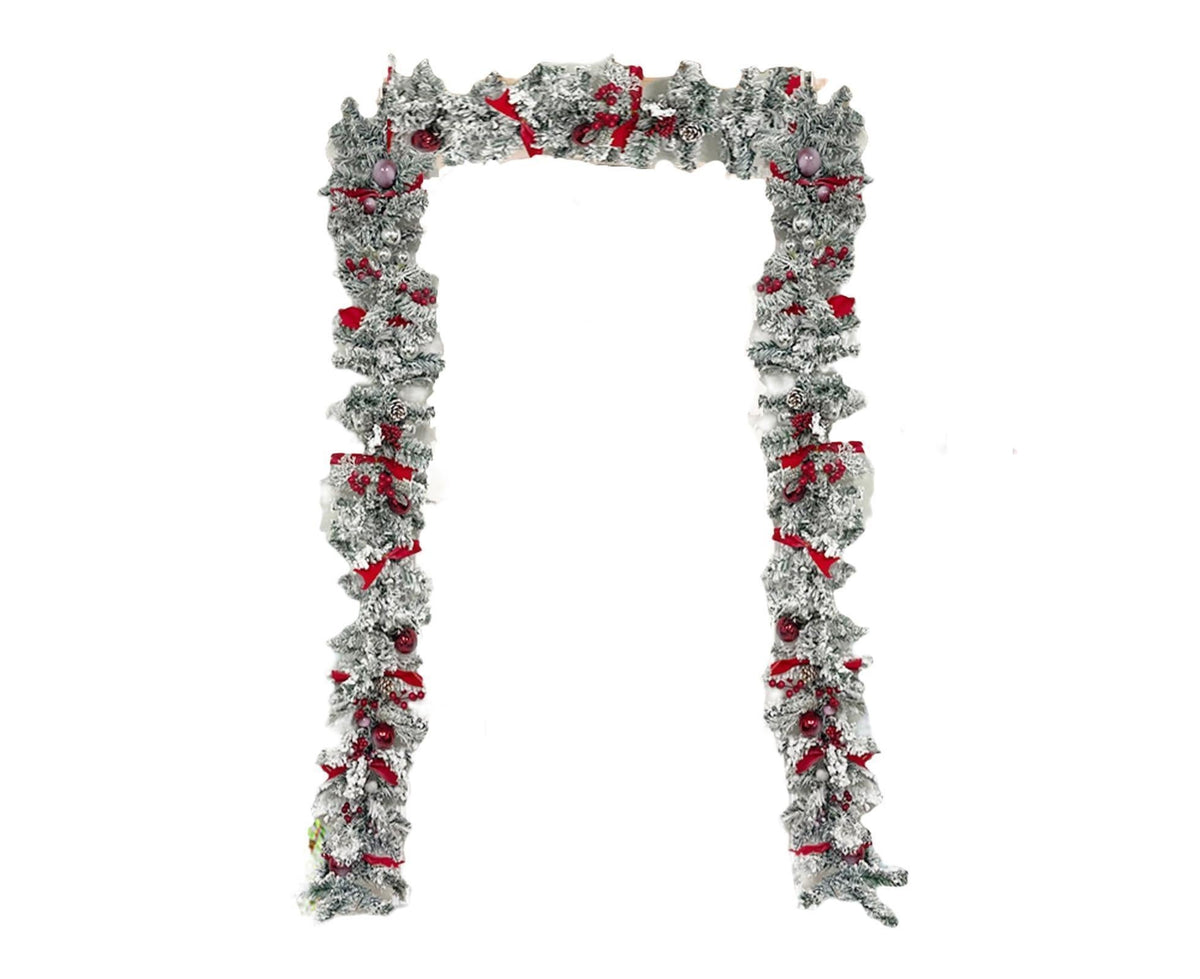 Christmas Artificial Wreath Red Bowknot Ribbon Garland-E